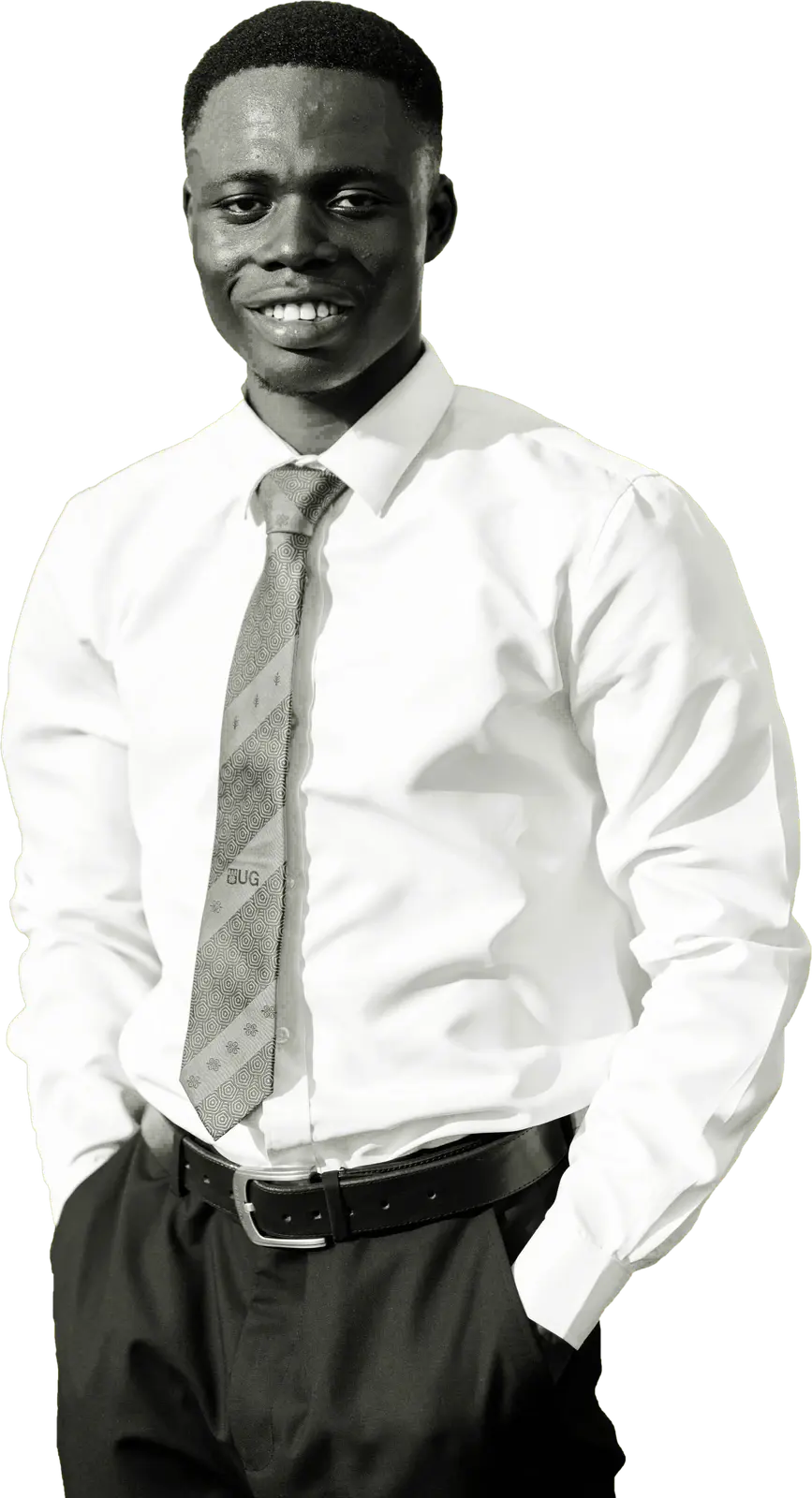 Francis Pascal Addai, Creative Director of Pascal’s Creative Studios, a black and white portrait.